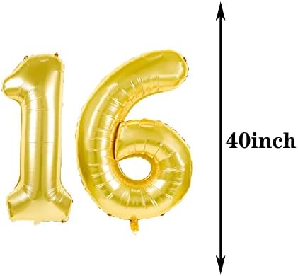 Slatki 16. rođendanski ukrasi za zabavu, zlatni broj 16 balona, ​​16. folija milar baloni lateks balon ukras,