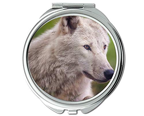 Ogledalo, ogledalo za šminkanje, divlje džepno ogledalo Animal wolf, 1 X 2x uvećanje