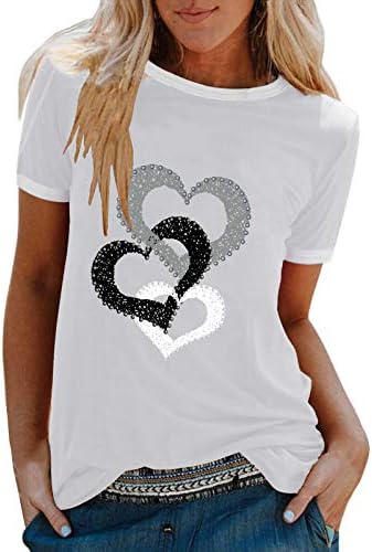 Valentines košulje ženskim pismom Ispis Tuntic s kratkim rukavima Tors Labavi fit plus size bluza Top