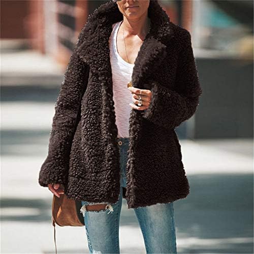 Andongnywell Žene Ležerne prilike s dugim rukavima Fuzzy Faux Shearling Topla zimski jakne Granulirani