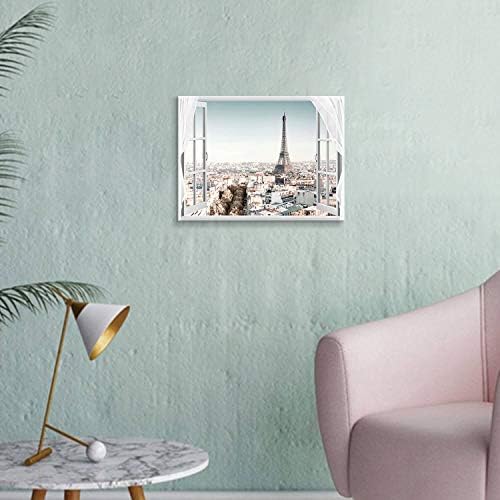 Umjetnički put lažni prozor grad platno Artwork: Cityscape Skyline View Painting Paris Eiffelov