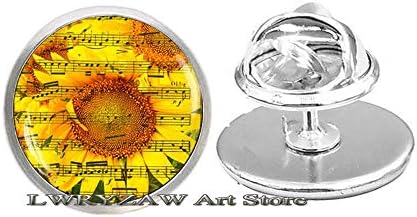 Sunflower Music Brooch, Botanički nakit, Cvjetni pin, Suncokret nakit Cvjetni broš, muzički pokloni,
