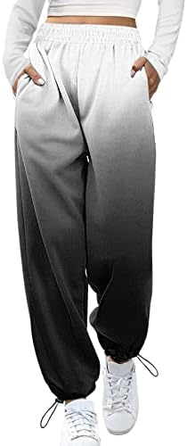 Miashui Stretch haljine hlače za žene Business casual ženske gradijentni print Dno Duks džepovi Ženske