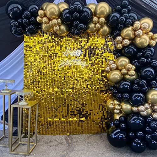 Avezano Gold Shimmer zid pozadina 24kom sastavljen Square Sequin Shimmer 24 ploče za rođendanske dekoracije