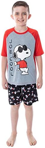 INTIMO Peanuts Boys ' Joe Cool Snoopy pidžama kratke rukave košulju i šorc 2 komad PJs deca Sleepwear Set