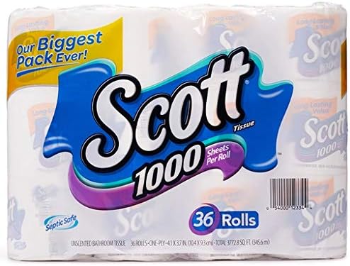 Scott 1000 Listova Po Rolni Toaletni Papir, 36 Rolni Tkivo Za Kupanje