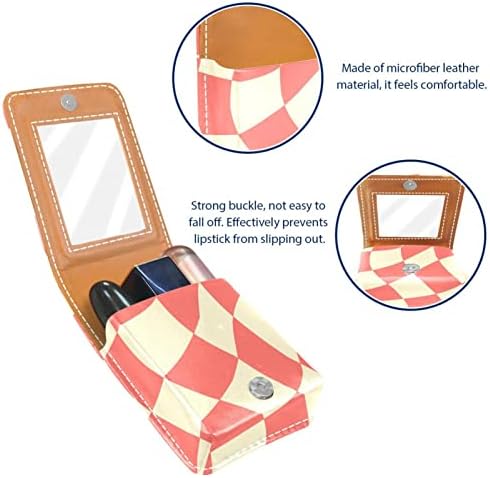 ORYUEKAN Mini torba za šminkanje sa ogledalom, torbica za kvačilo od umjetne kože, Vintage ružičasta