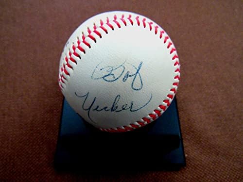 Bob Uecker Happy Birthday HOF potpisan auto vintage pro Spirit Baseball JSA - autogramirani bejzbol