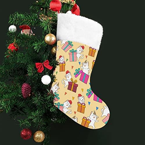 Prekrasne mačke i poklon kutije Božićne čarape za čarape sa plišanim kaminom visi za Xmas Tree Decor Decor