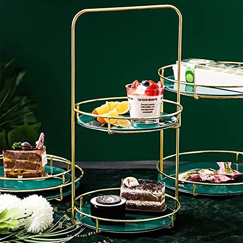 Stalak za torte stalak za torte keramički 2-slojni stalak za deserte s ručkom zeleni stalak za popodnevne