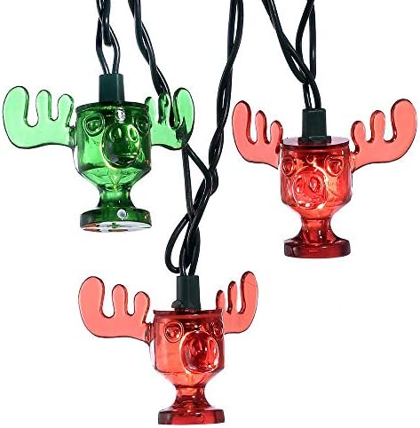 Kurt Adler Plastic 10-Light National Lampoon crveni i zeleni Wally World Moose Mug Light Set