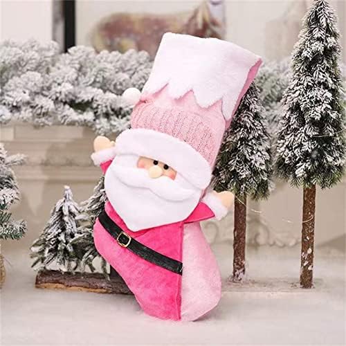 Npkgvia Božićne čarape ružičaste božićne čarape Kamin Viseći bomboni poklon čarape Početna Odmor Božićni