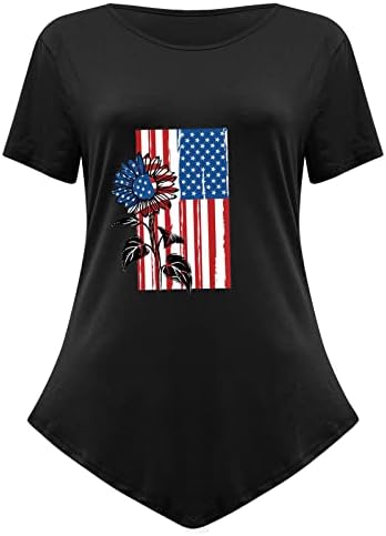 4. jula košulje na lisnatoku Žene Američka zastava Štampani asimetrični ljetni vrhovi labavi fit tunike za gamaše