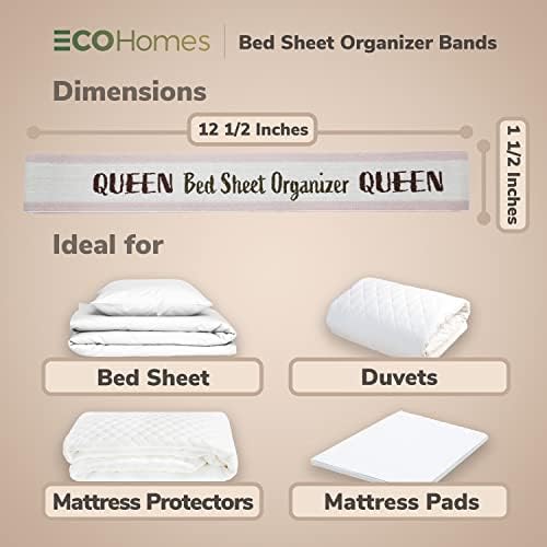 ECOHomes Bed Sheet Organizer and Storage Label Bands / Sheets Set Organizers for Linen Closet - elastične posteljine