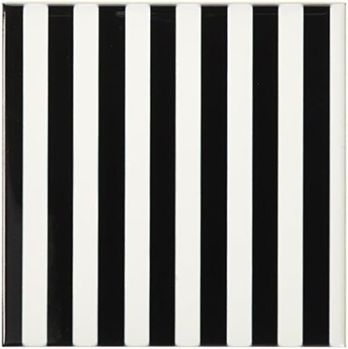 3drose Janna Salak Designs crno-bijele pruge keramički podmetač za pločice, Set od 4
