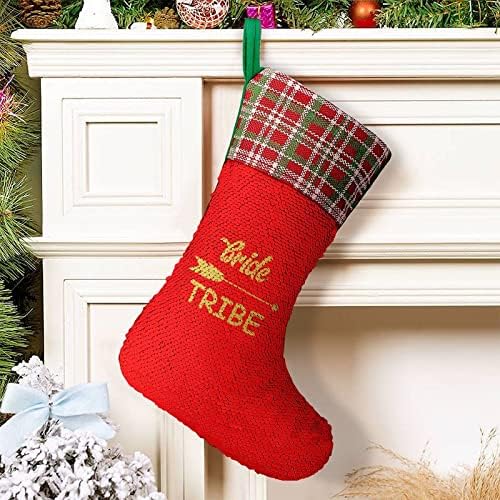 Zlatna plemena mladenka Sequin božićne čarape Reverzibilna boja Promjena čarobnog zaliha za Xmas Tree Kamin Viseći