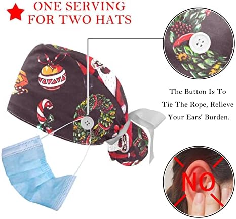 RodailyCay 2 Pack Radna kapa sa gumbom Žene Duga kose Podesiva elastična zavoja za zavoj natrag HATS Bouffant