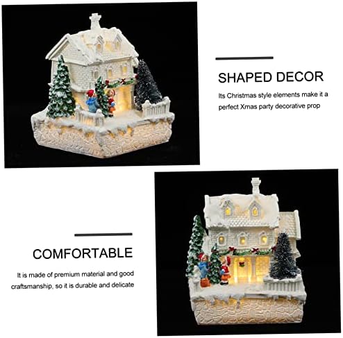Amosfun 1pc Božić sjajna kuća bijeli Kućni dekor snijeg kuća Ornament Božić kabina kuća pre osvijetljeni