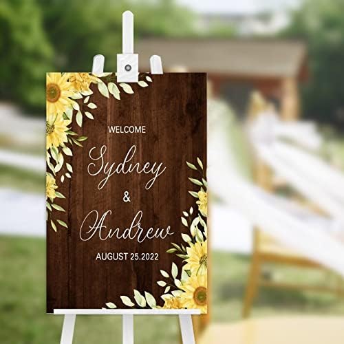 Dobrodošli na naše vjenčanje vjenčani vitl suncokret cvjetni uokvireni vjenčani znakovi Custom 18x12