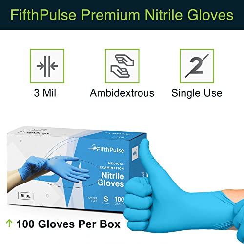 PethethPulse Blue Nitril Medicinske rukavice srednje, 100 grofa - hirurški razreda Latex Besplatne