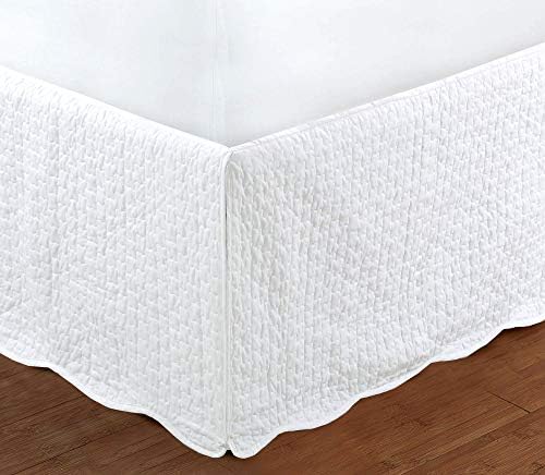 Bijeli prekrivani krevetni suknji prašina ruffle matelasse skrojena 16 kap