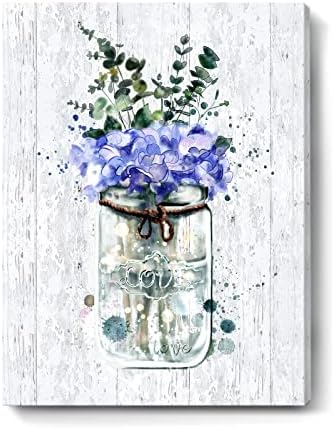 Dekor za kupatilo platneni zid Umjetnost plavi ljubičasti buket cvijeća u vazi ljubav Tema