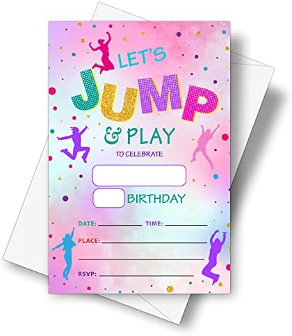 Detiho 4 X 6 Themme Theme Rođendanski pozivnički pozivnice sa kovertama - Hajde da skok i igramo