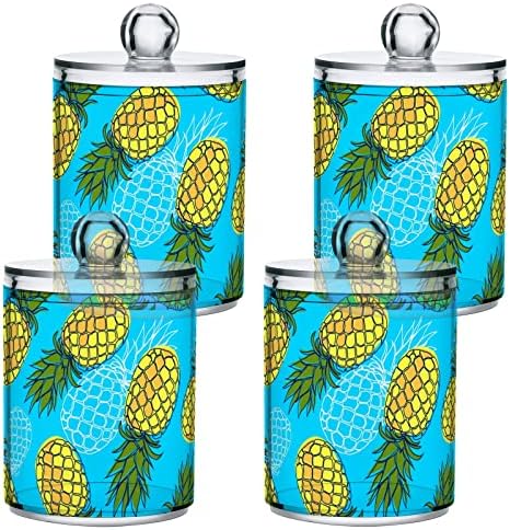 Yyzzh ananas tropsko voće na plavom ljetnom dizajnu 4 pakovanje QTIP-ovog držača za pamučnu