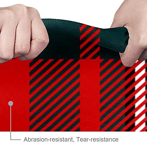 Siebzeh Škotski crni crveni karirani Tartan uzorak Premium Thick Yoga Mat Eco Friendly Rubber