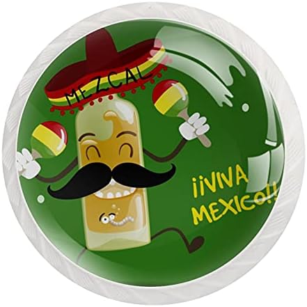 12 kom Bijela okrugla ručka za ladicu slatka smiješna crtića Meksički uzorak tekile