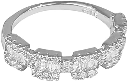 2023 Novi srebrni vjenčani prstenovi za žene Srebrni lančani šuplji prsten za rinestone geometrijske oblike