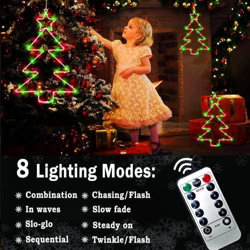 Božićna prozorska svjetla 3 paketa na baterije LED Star Light 8 načina rada tajmer Fairy viseća lampa, Vanjski