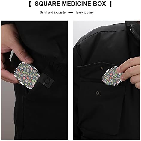Kutija za pilule slatki uzorak cvijeta ježa kvadratnog oblika futrola za tablete za lijekove