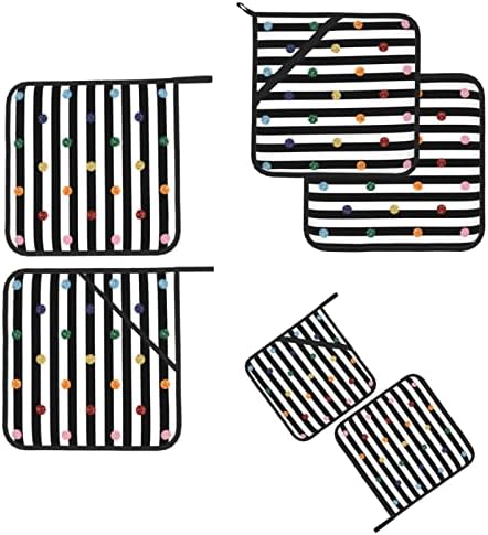 Glitter Rainbow Polka Dot Stripe crno-bijelo 8 x 8in vruće jastučići, ne klizališta otporni