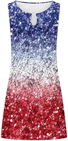 Oplxuo Ležerne kratke haljine za žene ljeto 4. jula Patriotska haljina tunike američka zastava Mini sarafani