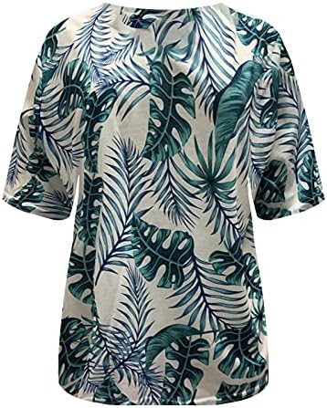 Ljetni vrhovi za žene Casual kratke rukave majice labave V izrez Tee bluze modni cvjetni Print Tunic