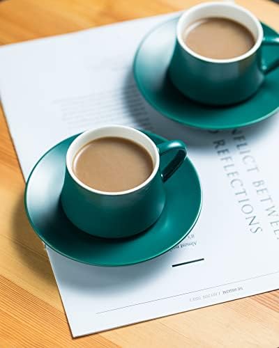 YHOSSEUN porcelan espresso šalica i tanjuri sa metalnim stalak + 3-ravna oprljiva štanda na ovalnom zdjelu