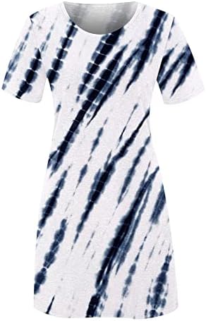 Haljine na plaži SUTWOEN za žene 2023 Fashion Tie-Dye Sundress Casual labave majice kratke rukave mini haljine