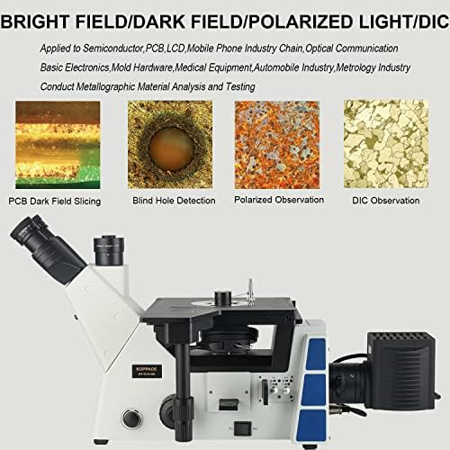 KOPPACE 50X-500x Trinokularni obrnuti metalurški mikroskop posmatranje svijetlog polja tamno polje polarizirano svjetlo i DIC