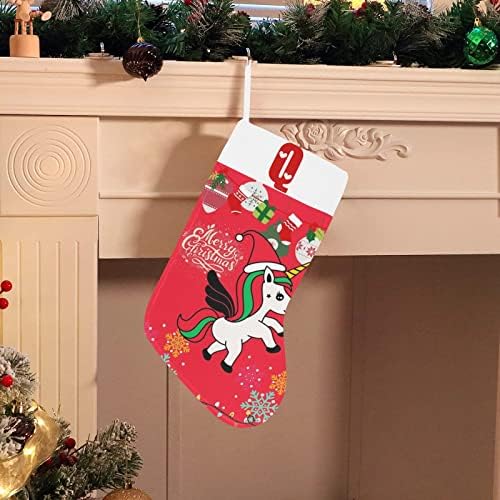 Santa jednorog Božićne čarape sa slovom q i srcu 18 inča velikih crvenih i bijelih