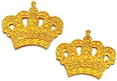 Set od 2 malenog. Mini princeza zlatna kruna slatka crtani logotip Aplikacija izvezena šivanja željeza