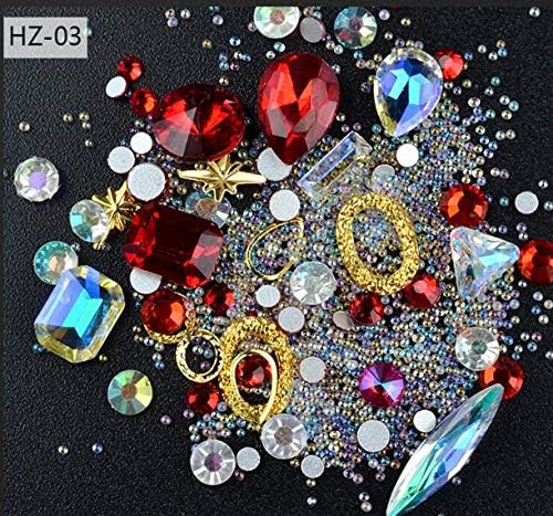 Alinsam 14 kutija Glitter Crystals Pearls Metal Twisted Bar perle matirano srce 3D nail Art Rhinestones Gems