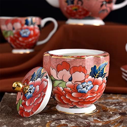 MJWDP 15pcs Europska stilska kost Kina Set za kavu Zlatni porculan čaj popodnevni čajnik sa šećernom posudom