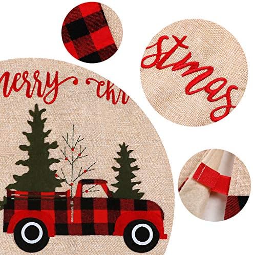 Alynsehom božićne suknje Crveno kamion Christmas Tree Skirts Veliki 48 inča Xmas Tree Mat sretan božićni