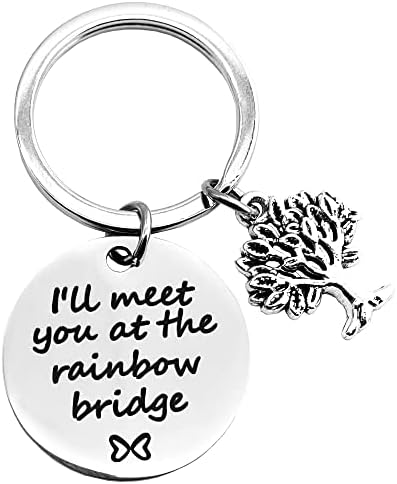 Kwtzkuo pet Memorijalni pokloni, poklon za kućne ljubimce privjesak za ključeve Rainbow Bridge Remembrance,