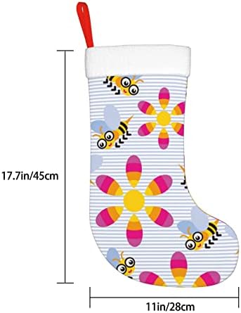 Austenstern Božićne čarape Smiješni pčelinji suncokret Slatki dvostrani kamin Viseći čarape