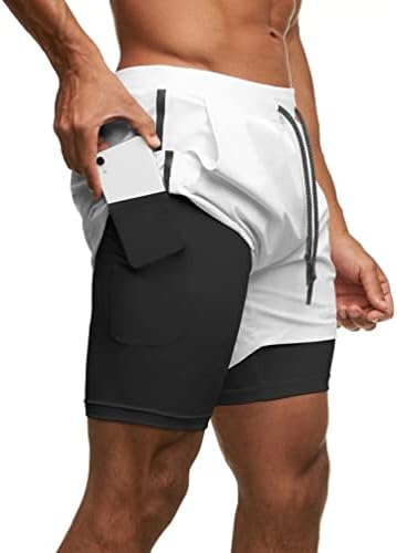 TiaoBug muške 2 u 1 vježbanje trčanja Brze suhe teretane Yoga kratke hlače sa džepovima sa zatvaračem