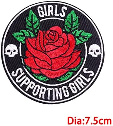 Djevojke koje podržavaju djevojčice zakrpa za ženu vezeno željezo na patch punk ružičaste lubanje vezene