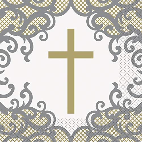 Fancy Cross Firstly Holy Communistion Papir Ručak salvete | 7 x 7 | Zlato | 16 kom