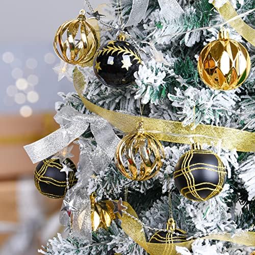 VAINECHAY Black Gold Božić Tree ukrasi: Shatterproof Božić kugle ukrasi za Božić dekoracije